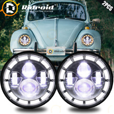 7 Inch Round Led Projector Hilo Beam Headlights Kit For 1950-1979 Vw Beetle