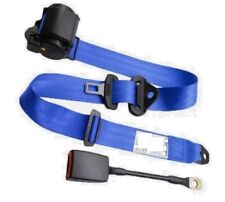 1 Kit Of 3 Point Universal Strap Retractable Adjustable Safety Seat Belt Blue