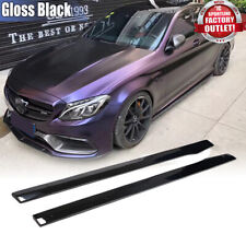 For Benz W205 C205 C200 C300 C43 C63 Amg Gloss Black Side Skirts Extension Lip
