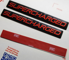 3 - Brand New Supercharged Super Charged Badges Sticker Emblem Black Red Alum