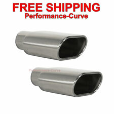Pair Stainless Steel Exhaust Tip Rolled Oval 2.25 Inlet - 5.5 X 3 Outlet