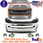 Front Chrome Bumper Kit Fog Lights Bezel For 2006-2009 Dodge Ram 1500 - 3500