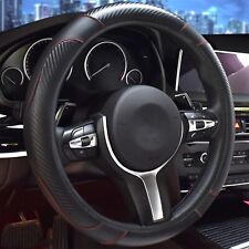 For Ford Car Carbon Fibre Steering Wheel Cover Anti-slip Breathable Wrap Black