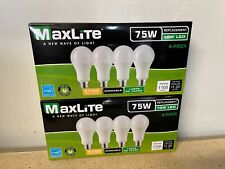 Lot Of 8 Maxlite Led Light Bulbs 10w 75 Watt A19 Soft White 2700k Dimmable
