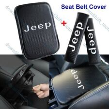 Set For Jeep Car Center Console Armrest Cushion Mat Pad Cover W Seat Belt Cover