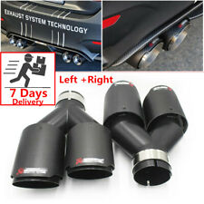 Pair Fit For Akrapovic Real Carbon Fiber 2.5 Id Car Exhaust Tip Dual Pipes End
