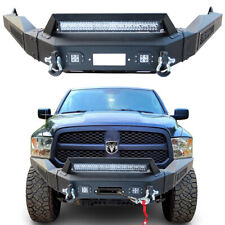For 2013-2018 Dodge Ram 1500 Steel Texture Black Front Bumper W4xled Lights