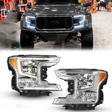 Full Led Headlights For 2018-2020 Ford F150 F-150 Sequential Turn Signal Chrome