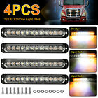 4x 12 Led Strobe Lights Bar Car Truck Flashing Warning Hazard Beacon Amberwhite