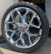 24 Snowflake Chrome Wheels Silverado Tahoe Sierra Yukon 33 Mud Mt Tires New