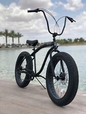Mens Sikk Ufo 7 Speed Fat Tire Beach Cruiser Bicycle Black Frame Black Wheels