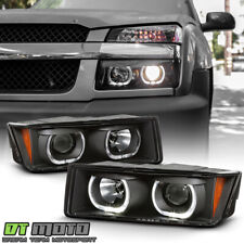 2002-2006 Chevy Avalanche 1500 2500 Blk Led Halo Projector Headlights Headlamps