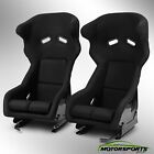 2x Universal All Black Pvc Leather Bucket Sport Racing Seats Leftright