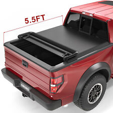 Oedro 4-fold 5.5ft Bed Truck Tonneau Cover For 2009-2014 Ford F150 On Top Wlamp