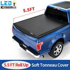 5.5ft Soft Vinyl Roll-up Tonneau Cover For 2015-2023 Ford F-150 Truck Bed Wlamp