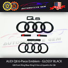 Audi Q8 Emblem Glossy Black Grille Trunk Ring S Line Quattro Logo Badge Kit