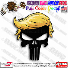 Donald Trump Punisher Hair Full Color Car Truck Window Vinyl Decal Sticker.