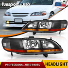 Headlight For 1998-2002 Honda Accord 24dr Black Amber Corner Signal Headlamps