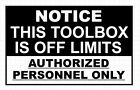 Toolbox Warning Decal Sticker Truck Tool Box Snap-on Mac Matco Tools. Usa Seller