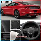 Wear-resistant Sweat Black Suede Leather Steering Wheel Cover For Ford Mustang