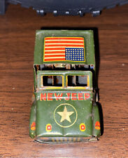 Vintage Tin Metal Wind-up Army New Jeep Rare