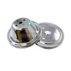 Chrome Steel Pulley Set Sbc Chevy 283-350 Short Water Pump Single 1 Groove Swp