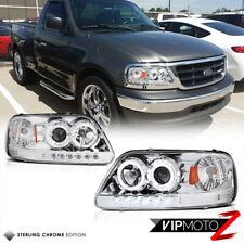 For 97-03 Ford F150 Expedition Chrome Angel Eye Projector Led Drl Headlight Lamp