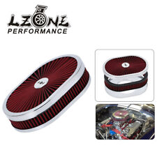 12x2 Smooth Aluminum Oval Air Cleaner Dome Kit W Washable Filter Universal