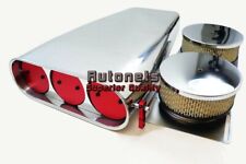 Polish Aluminum 4bbl Smooth Red Butterfly Hood Air Scoop Street Rod Bug Catcher