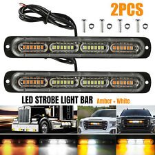 2pcs Amberwhite 24led Car Truck Warning Hazard Flashing Beacon Strobe Light Bar