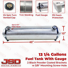 Fuel Tank With Gauge 13.25 Gallon 10x40 38 Npt Spun Aluminum End Fill Gas Tank