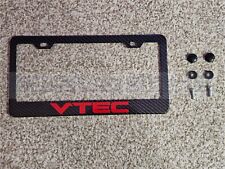 Vtec Red New Cf Printed Pattern Black Aluminum License Plate Frame