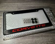 Red Reflective Corvette Carbon Fiber License Plate Frame For Z06 C8 Zr1