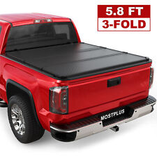 3 Fold 5.8ft Hard Truck Bed Tonneau Cover For 2019-2024 Silverado Sierra 1500