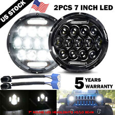 Pair Dot 7 Led Headlights Round Hilo Beam For Freightliner Century Class