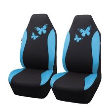 Universal High Back Car Seat Covers Mint Blue Butterfly Rear Split Mesh Washable