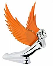 Hood Ornament Flying Goddess Chrome With Amber Windrider Wings - Peterbilt Kw Fl