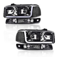 Fit For 99-07 Gmc Sierrayukon Led Drl Blackclear Headlights Wsignal Lamps