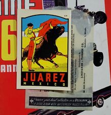 Original Vintage Travel Decal Juarez Mexico Luggage Lowrider Bomb Bull Fighter