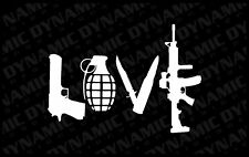 Love With Guns Sticker Grenade Hand Gun Knife Vinyl Car Truck Window Decal Ar-15