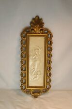 1970s Angel And Cherub Wall Plaque Picture Dart Inc. Gold And Ivory 7410b