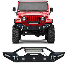 Front Bumper Fits 1997-2006 Jeep Wrangler Tj With Led Lights And Winch Seat