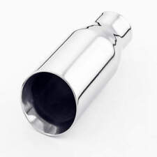 2 Inch Inlet 3 Outlet Angle Cut Exhaust Tip Polished Stainless Steel Dual Wall