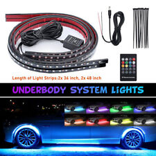 4pcs Rgb Led Strip Under Car Tube Underglow Underbody System Neon Light Kit 5050
