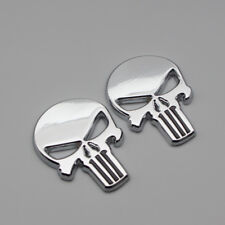 2x Car Body Chrome Skull Logo Badge 3d Metal Fender Trunk Emblem Sticker Decal