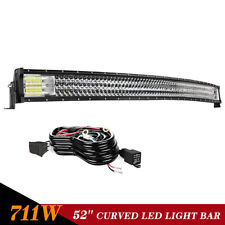52 Inch Curved Led Light Bar Tri-row Driving Off-road Combo 4x4wd Fog Lamp Wire