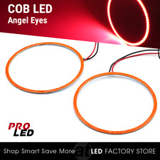 2x Angel Eyes Cob Halo Ring Red 130mm Led Light Headlight Fog Housing