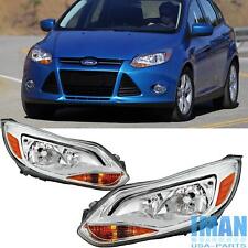Chrome 2012 - 2014 Ford Focus Headlights Headlamps Aftermarket Pair Leftright