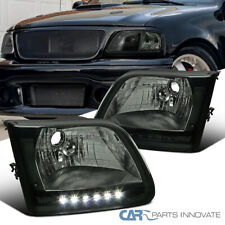 Fit 97-04 Ford F150 Expedition Smoke Headlights Driving Head Lamps W Led Strip