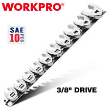 Workpro 10pc 38 Drive Crowfoot Flare Nut Wrench Set Sae 38-1 Steel Wrenches